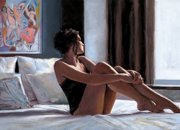 Women in underwear relaxing on bed